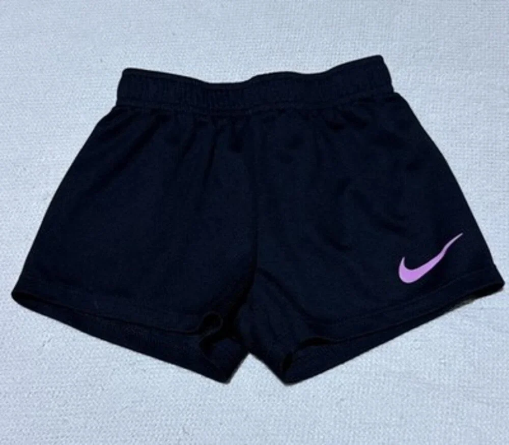 Nike Small 4-5Y Girl Athletic Running Shorts Black Pink Swoosh